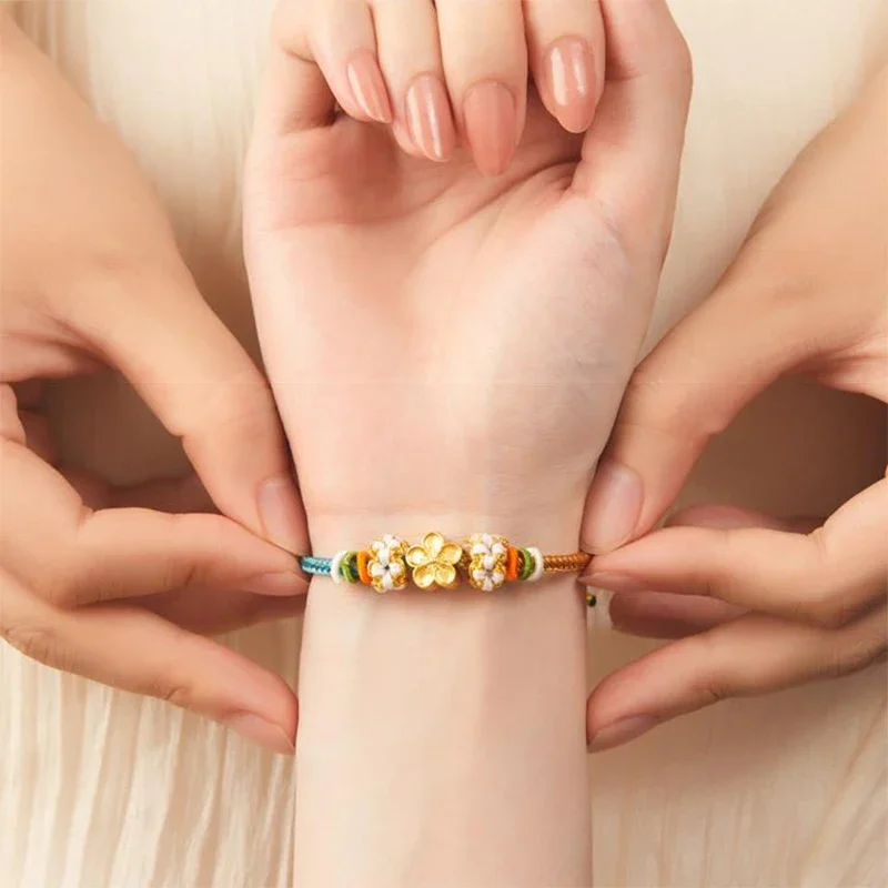 Sand Golden Color Beads DIY Accessories For Bracelets Jewelry Necklace Cute Romantic Peach Plum Blossom Not Easily Fade