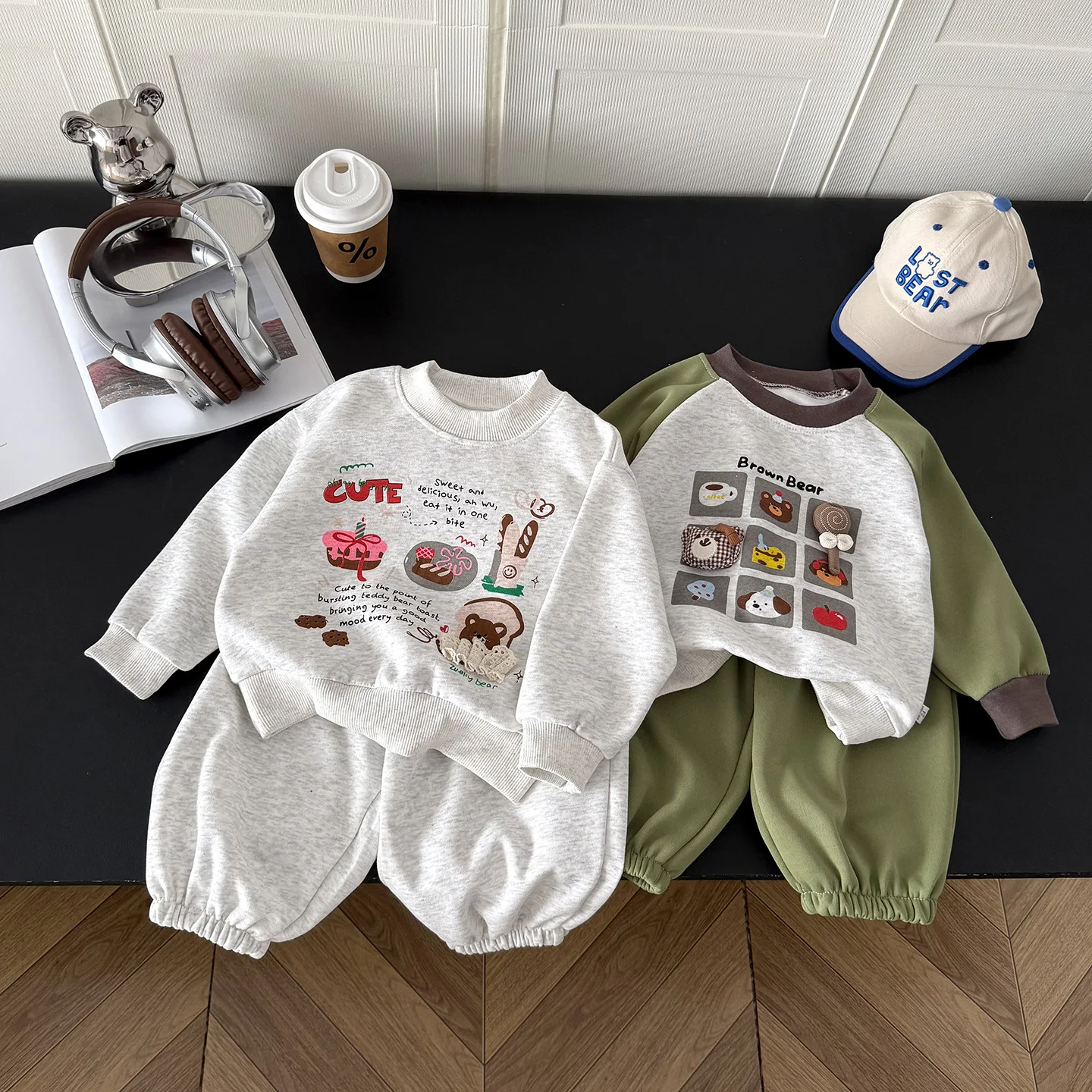 Baby Jungen Mädchen Kleidung Sweatshirt-Sets Neue Herbst Kinder Cartoon-Print Langarm Pullover Oberteile+Hosen 2-teilige Kinder Freizeitoutfits – Detail 1
