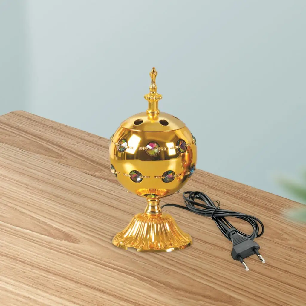 Metal Incense Burner Arab Censer Electric Incense Burner Holder Frankincense Sandalwood Censer for Office Home Room