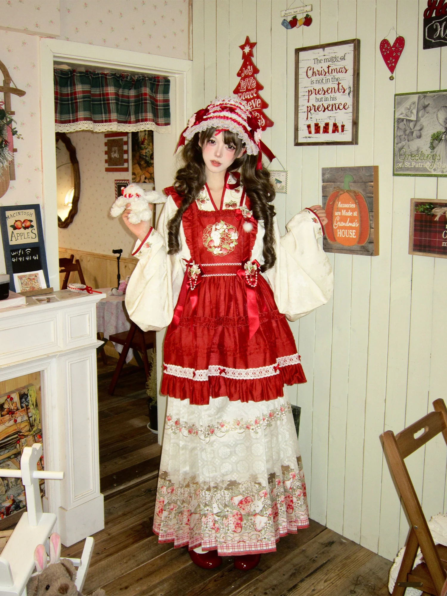 

Original Hanfu Set Ming Dynas Sle Gold Face Skirt High Waist A-Line Polyester Fiber Traditional Culture pe