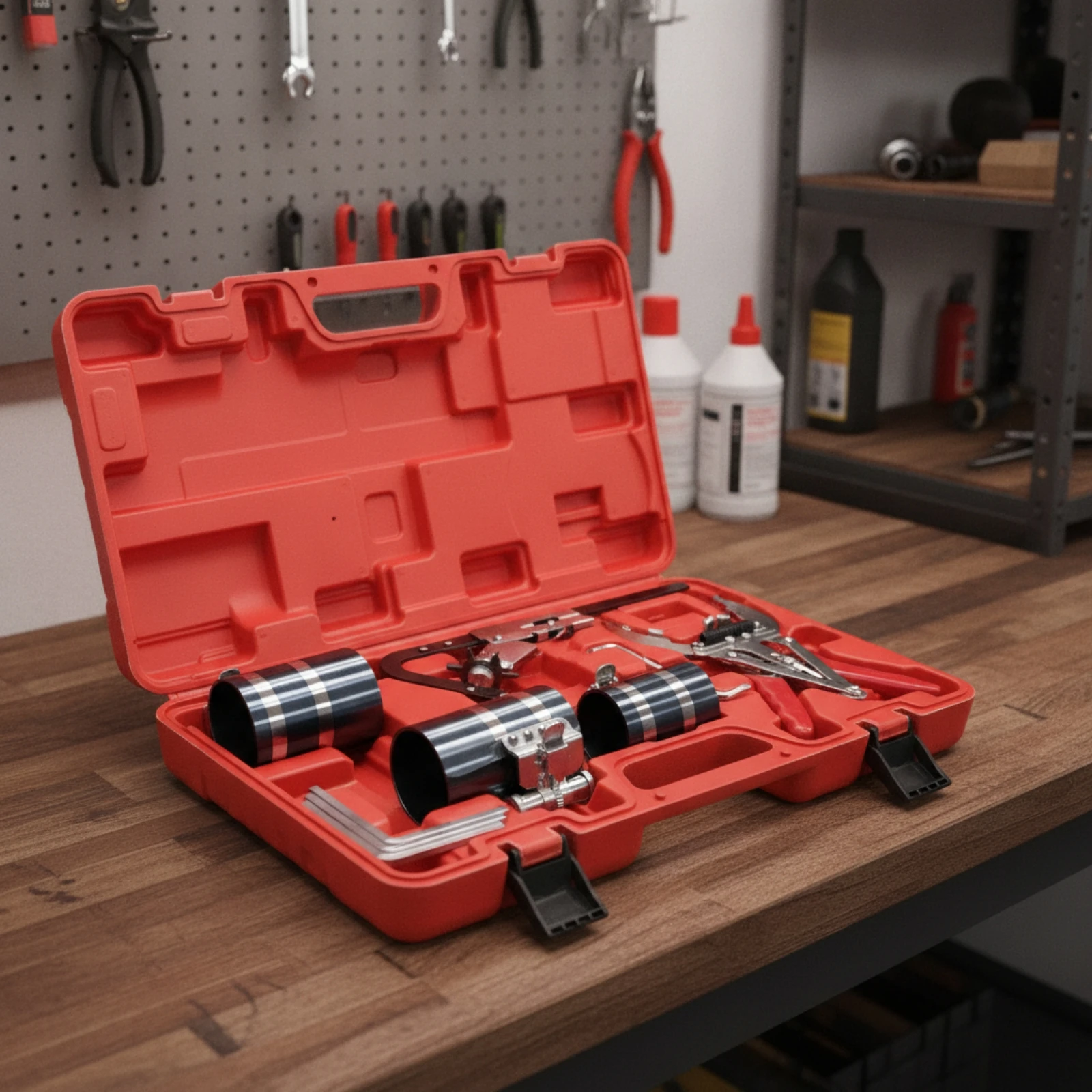 Piston Circlet Installation Tool Kit Ratcheting Piston Circlet Compressor Kit Professional Labor-Saving for Mechanics