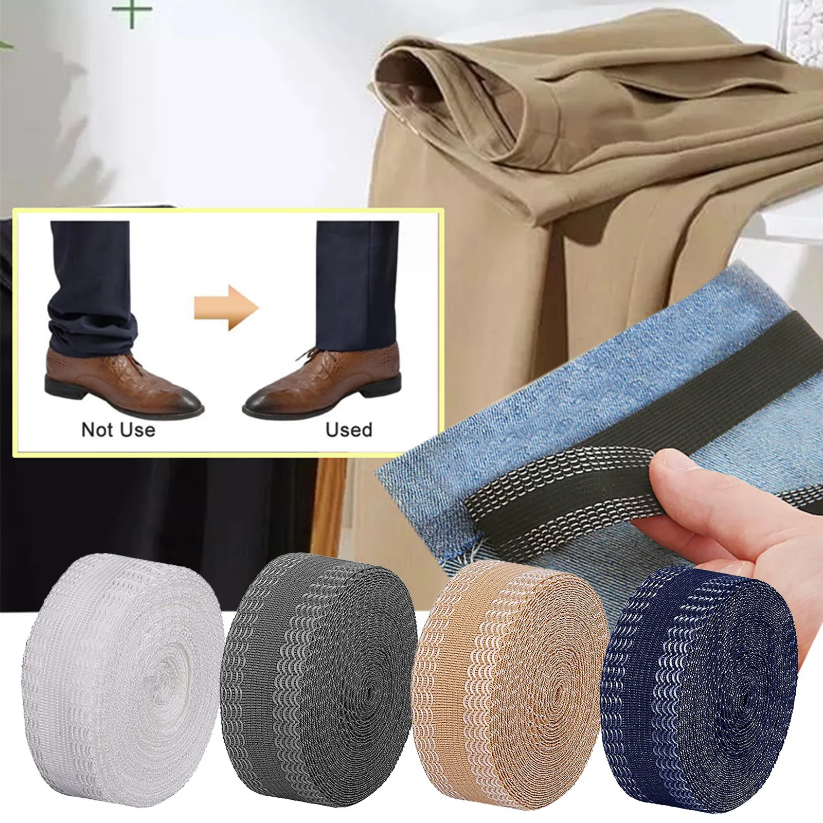 Pants Edge Shorten Self-Adhesive Tape for Trousers Legs Edge Shortening Tape Paste Hem Iron on Pants Jeans Clothes Length Adjust