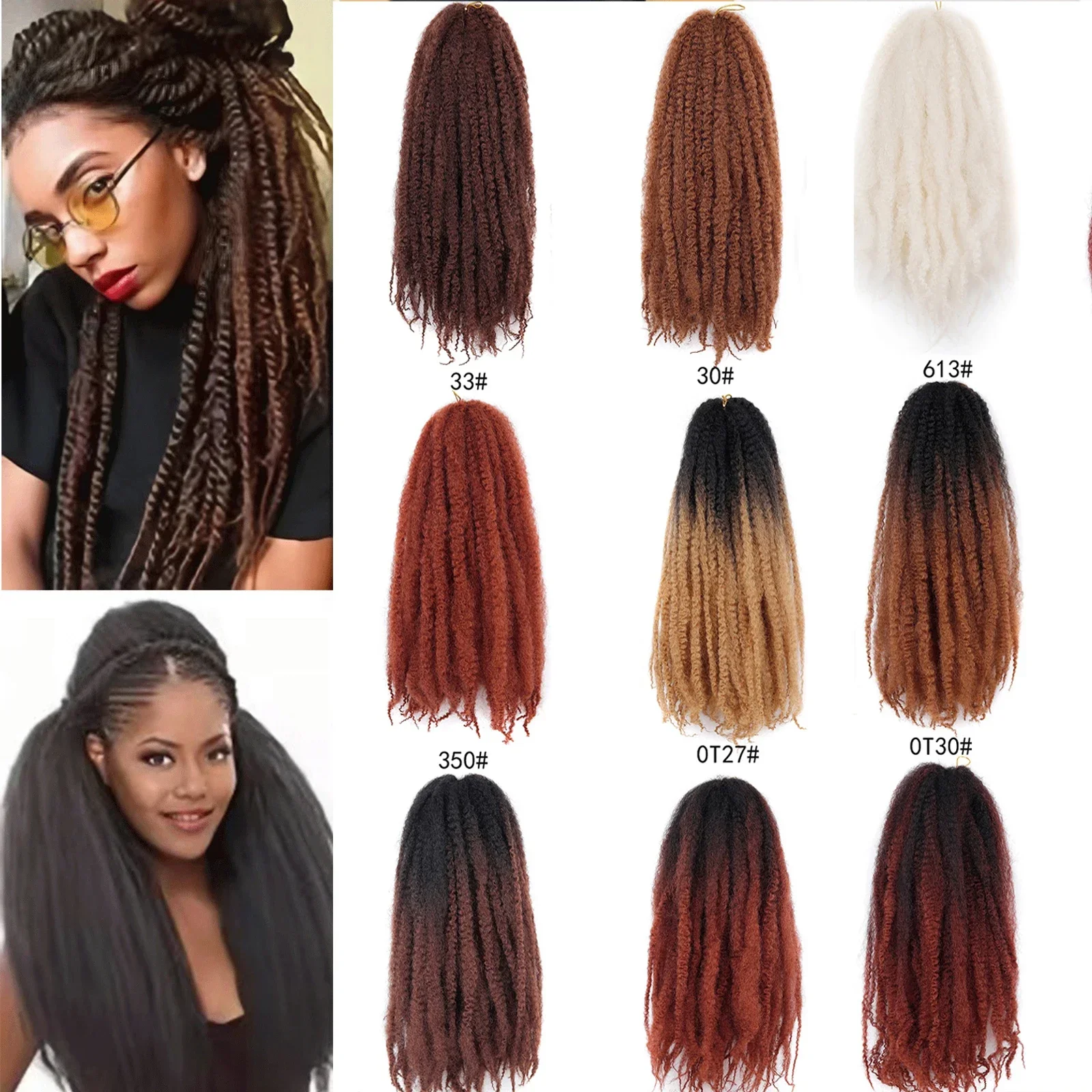 

Short Curly Crochet Hair Marley Twist Braiding Hair Bohemian Braids Synthetic Crochet Hair Extensions Afro Black Hairstyle