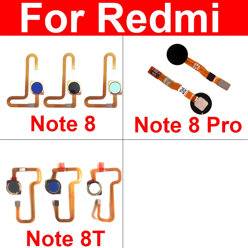 Home Button Fingerprint Sensor Flex Cable For Xiaomi Redmi Red Rice Note 8 Pro Note 8T Menu Return Key Flex Ribbon Repair Parts