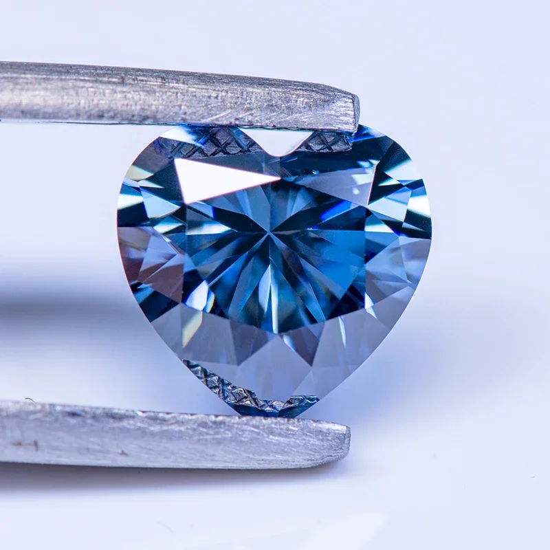 Moissanite berlian warna biru Royal potongan hati VVS1 untuk batu permata bahan untuk liontin dan anting-anting dengan sertifikat GRA