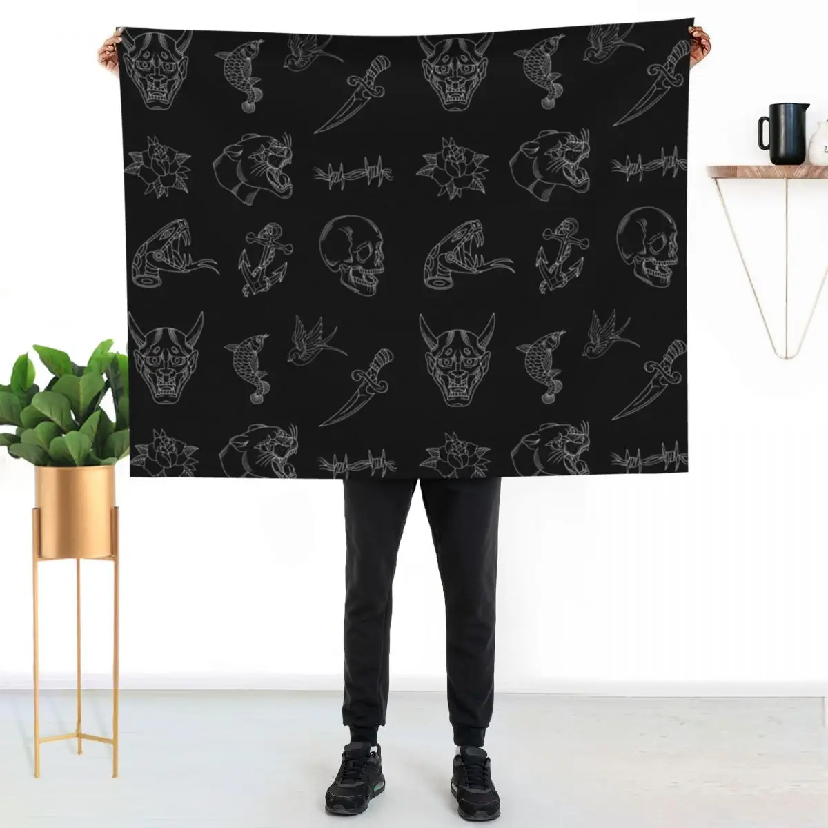 

Traditional Tattooss Throw Blanket Outdoor Soft Blanket for Picnic Beach Camping