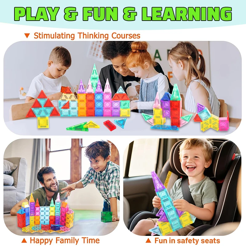 مجموعات بناء مكعبات البناء المغناطيسية للأطفال بنين بنات لتقوم بها بنفسك ألعاب تعليمية مونتيسوري هدية 32/66/96/136 قطعة