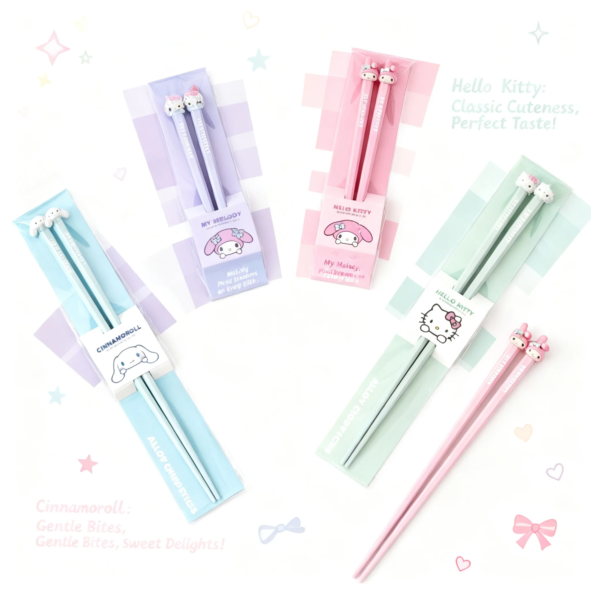 

Sanrio Hello Kitty Cinnamoroll Kawaii Non Slip Alloy Chopsticks Couple Style Meal Sharing Special Gifts for Women Girls New