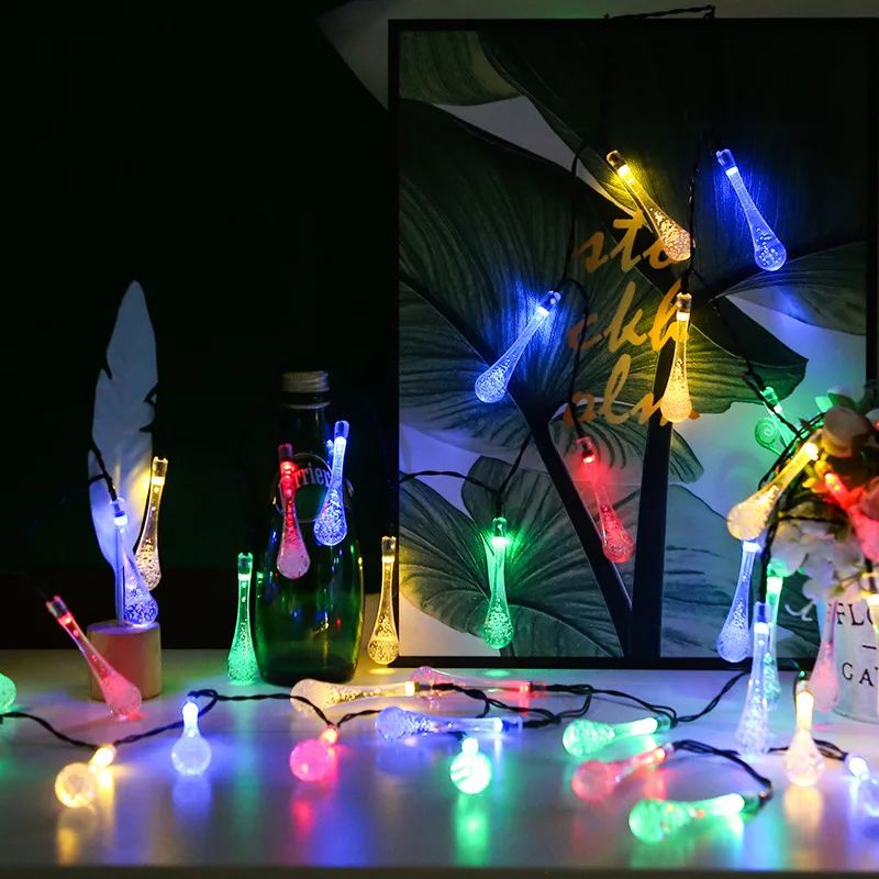 LED water drop solar string lights outdoor waterproof