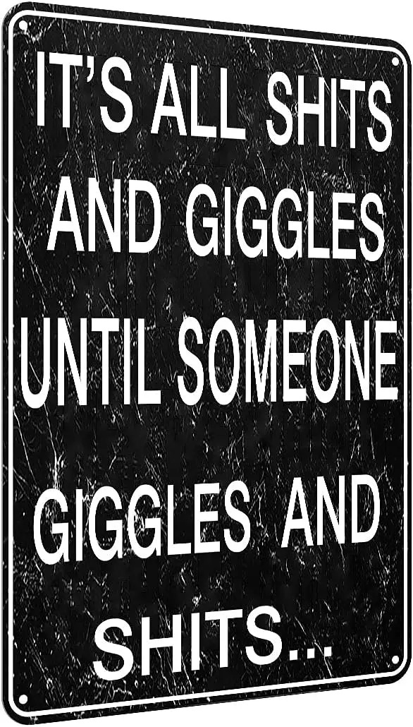 Viodenl Funny Sign ShTs and Giggles Metal Tin Sign Home Kitchen Cave Bar Wall Decor Vintage Tin Sign  , as shown--Tin Sign