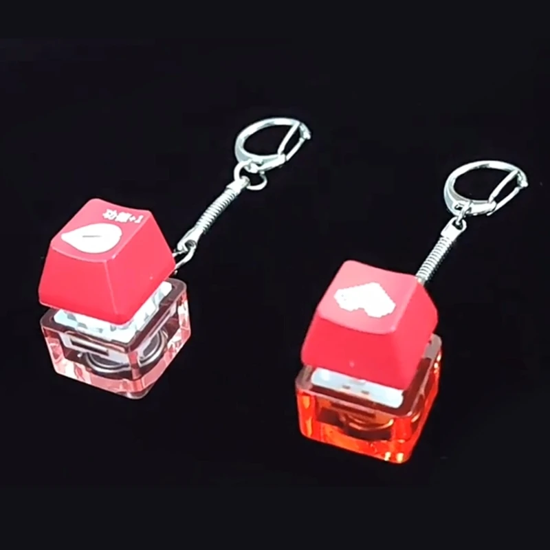 RGB Glowing Personalized Red Heart Keycap Mechanical Keyboard Switches Tester Pressing Audible Clicky Keychain