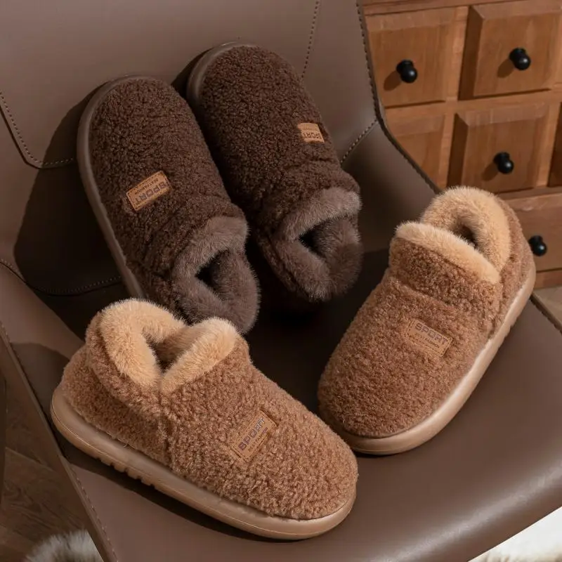 Komfortable Schneestiefel aus Lammwolle mit rutschfester, dicker Sohle für Damen, Winter 2026, Übergröße 45, warme, plüschige Stiefeletten, kurze, pelzige Stiefeletten für Damen – Detail 10