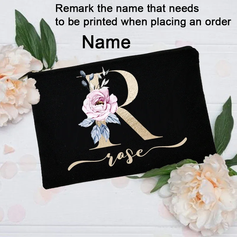 New Personalized Customized Name Letter Makeup Bag Wedding Bridesmaid Best Gift travel Shopping Perfume Lipstick Storage Bag