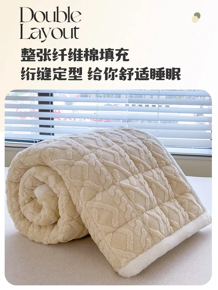 Class A Milk Fleece Mattress Thickened Student Dormitory Mattress Mattress Winter Single Thin Pad Padded Coral Fleece Quilt