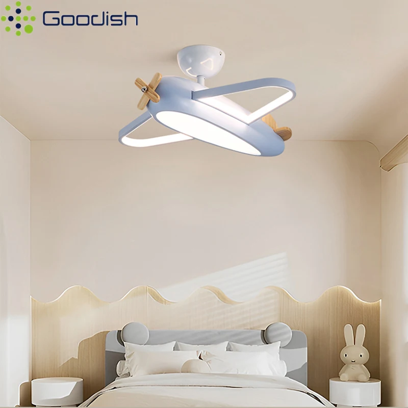 Modern Minimalist Cute Lovely Cartoon Airplane LED Home Ceiling Light Art Creative Lamp for Children's Room Decoration Chandelie