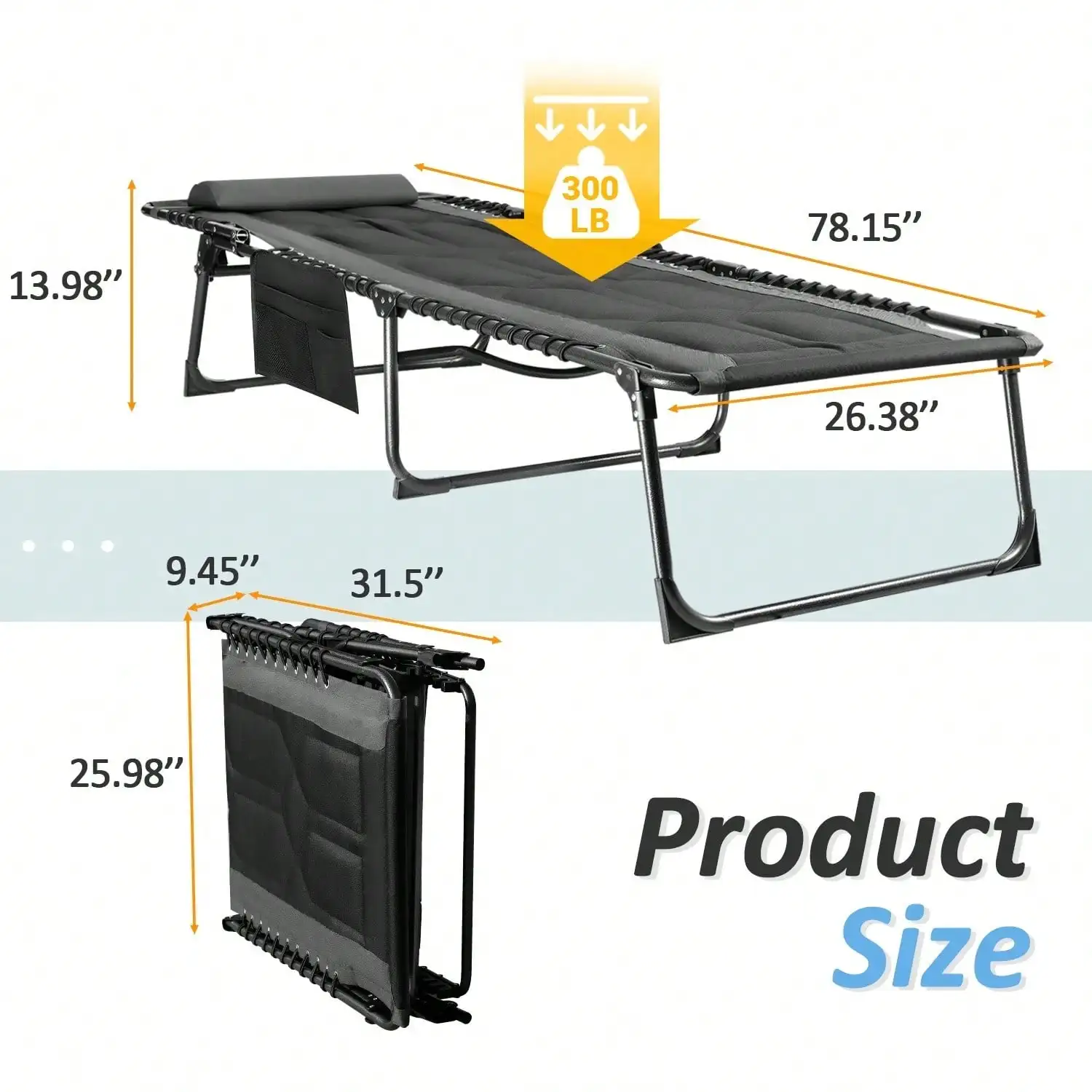 كراسي صالة الفناء مبطنة قابلة للطي كرسي كرسي قابل للتعديل مع حقيبة جانبية #4