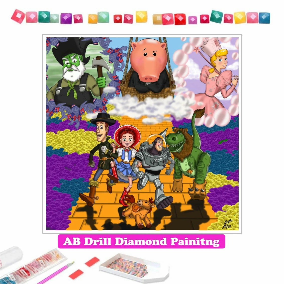 

Wizard of Oz Toy Story 5D DIY AB Drill Diamond Painting Disney Cartoon Pictures of Rhinestones Cross Stitch Mosaic Home Decor