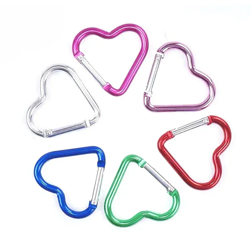 2024 Multi-Purpose Hooks Heart-shaped Aluminum Carabiner Key Chain Clip Outdoor Keyring Hook  Travel Kit Accessories