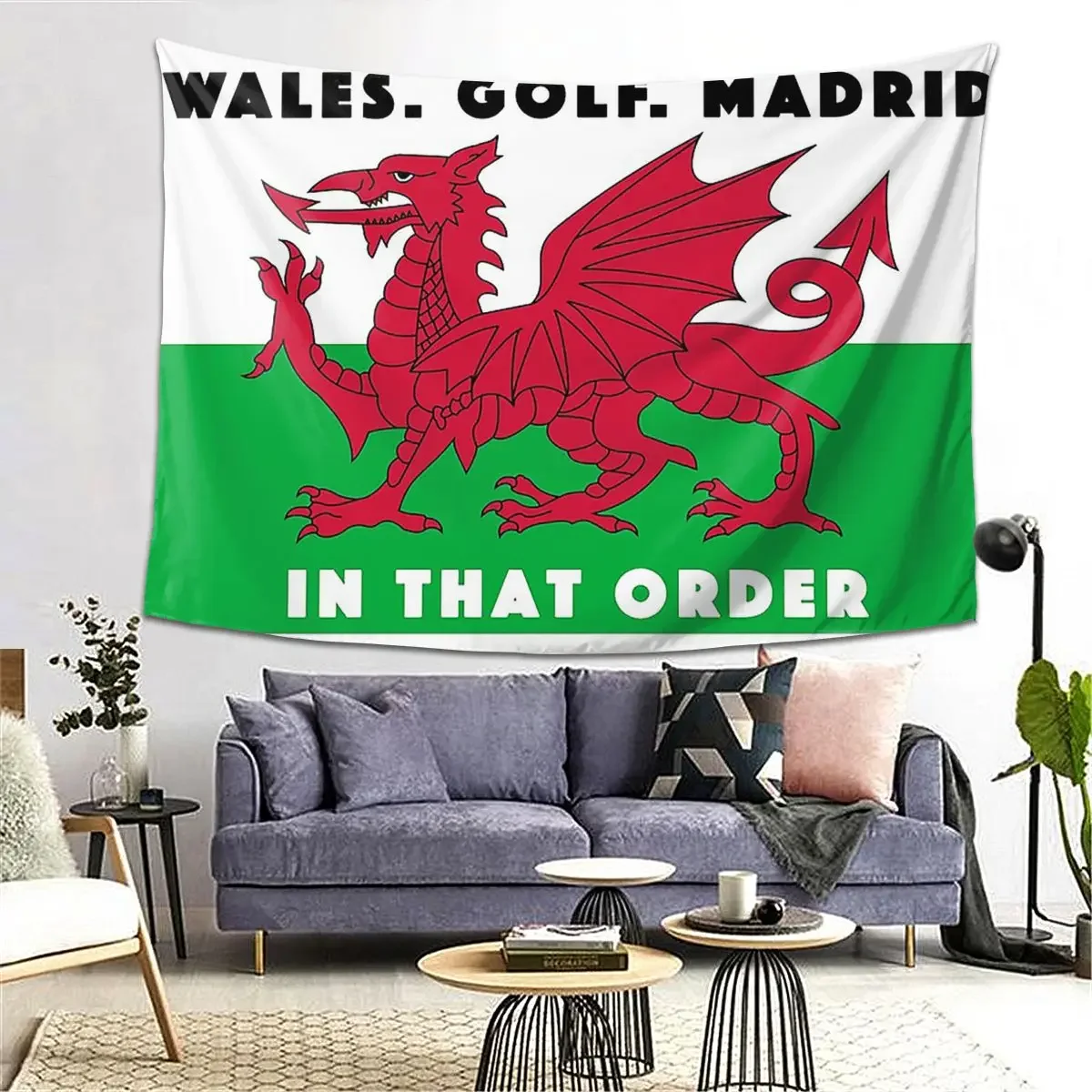 

WALES GOLF MADRID Tapestry Decoration Art Aesthetic Tapestries for Living Room Bedroom Decor Home Hippie Wall Cloth Wall Hanging