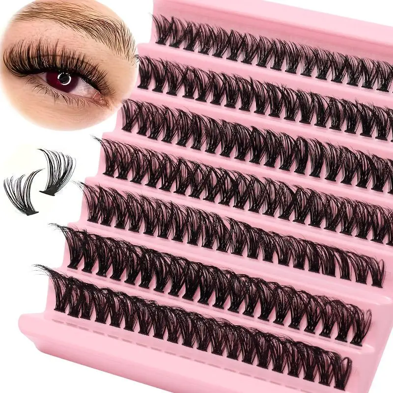 140PCS 50P DIY eyelash bundle with 7 rows of D-curls, extended single eyelashes, and fluffy false eyelashes