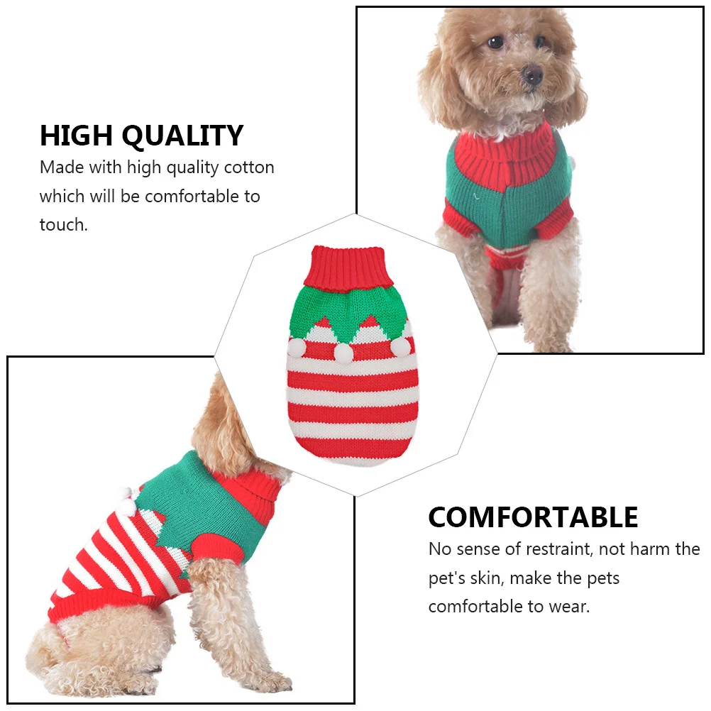 

Christmas Dog Sweater Knitted Pet Winter Warm Pullover for Small Medium Large Puppies Cozy Cute Outfit Party Costume