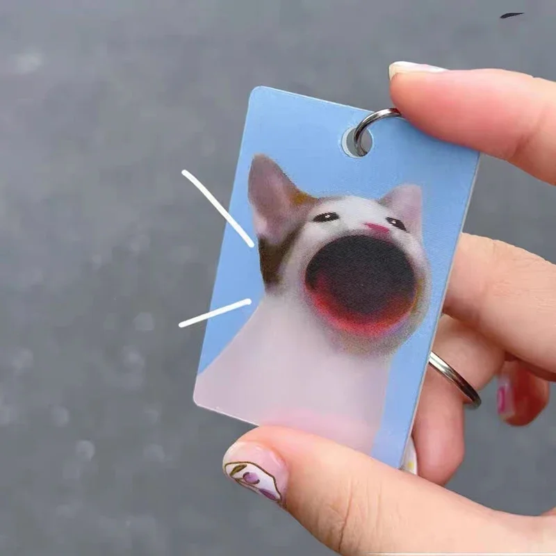 1-5pcs Funny Magic Cat Acrylic Keychains Couple Large Open Close Mouth Key Rings Charm Shake Flexible Kitten Bags Pendants Gifts