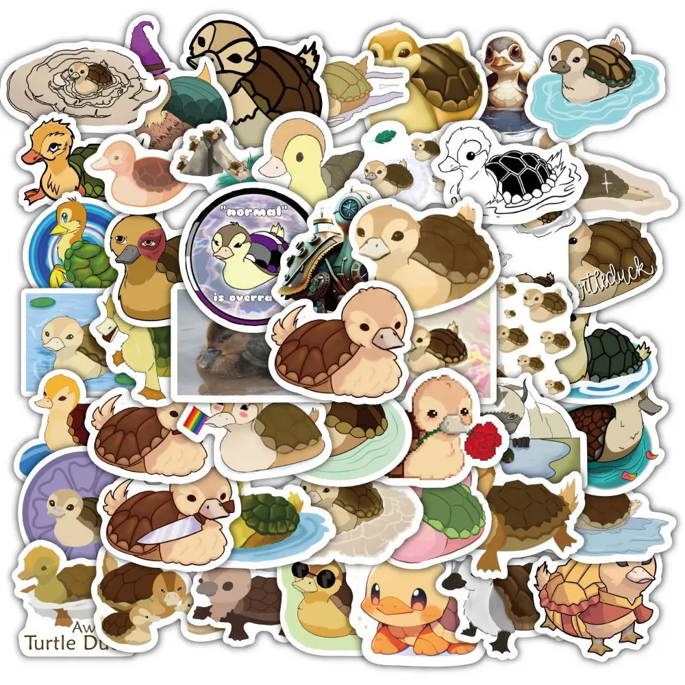 60Pcs/Set Turtle Ducks Graffiti Stickers Cartoon Student Cute Guitar Phone Case Desktop Decoration Waterproof Adhesive Sticker