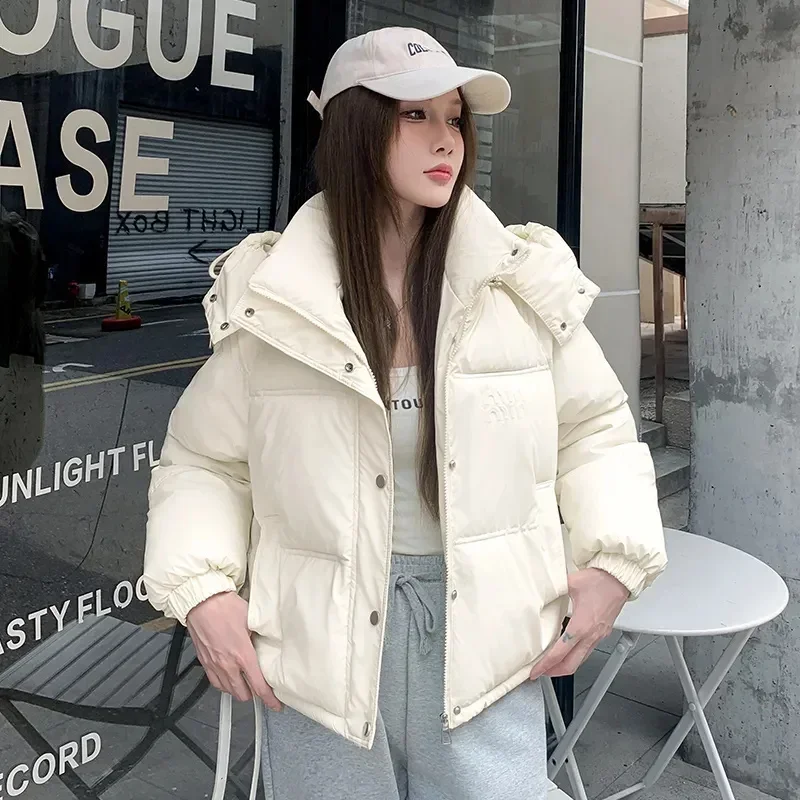 Parka courte rembourrée en coton PU pour femmes, manteau chaud, pardessus pour dames, veste en duvet, mode coréenne, vêtements d'extérieur d'hiver, nouveau, 2024