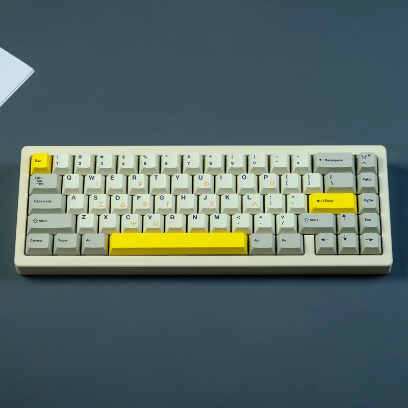 1 Set GMK Greek Keycaps Retro Grey White Yellow PBT Dye Subbed Key Caps Cherry Profile Keycap For Alice 660 980 104 HHKB