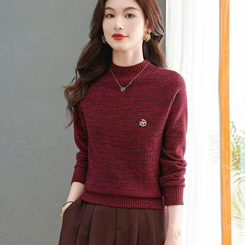 

Новый женский свитер, свободный осенне-зимний сращенный пуловер, утолщенная полуводолазка, модный топ с длинными рукавами