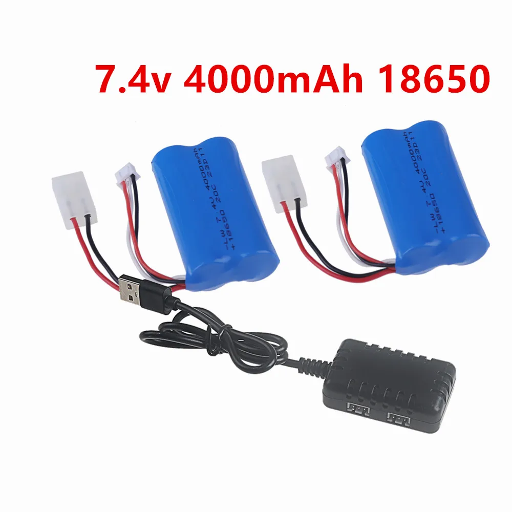 7.4V 4000mAH 20C Li-ion Battery with Tamiya Plug 2S for remote control helicopter Car Tank Boat Toy 7.4 V 18650 Toy Lipo battery