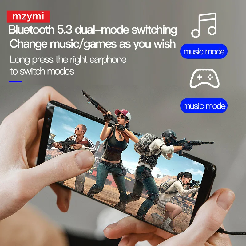 Mzymi x3 bluetooth 5.3 fones de ouvido alta fidelidade som sem fio esportes fone gancho à prova dwaterproof água tws fone com microfone para xiaomi