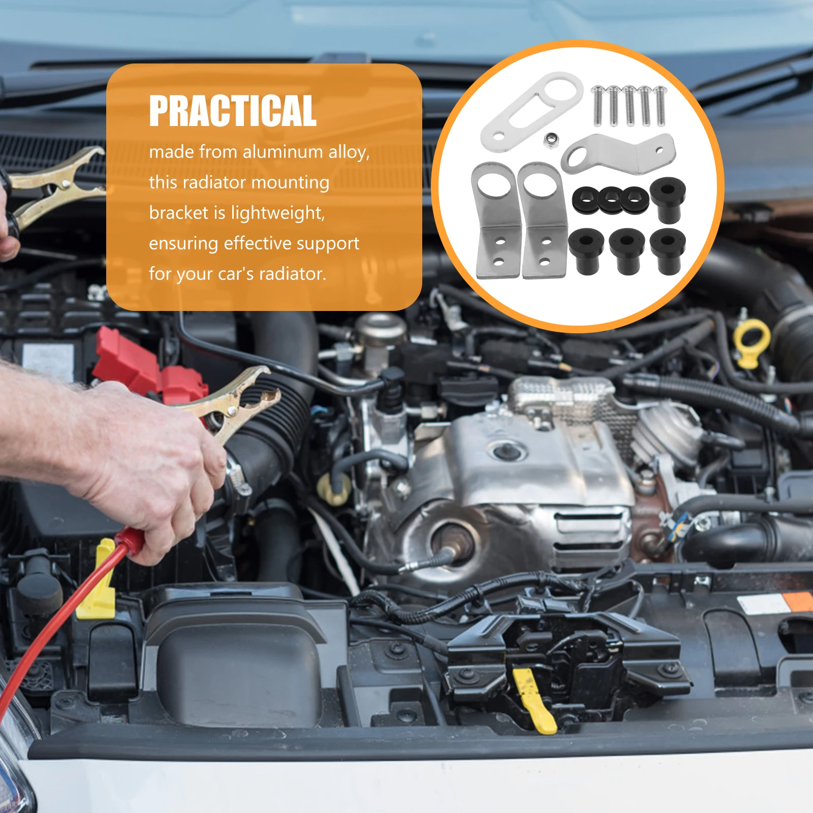 

Radiator Bracket for Cars Durable Metal Mounting Kit Easy Installation Enhanced Cooling Civic K Swap 1992 2000 Fits Long