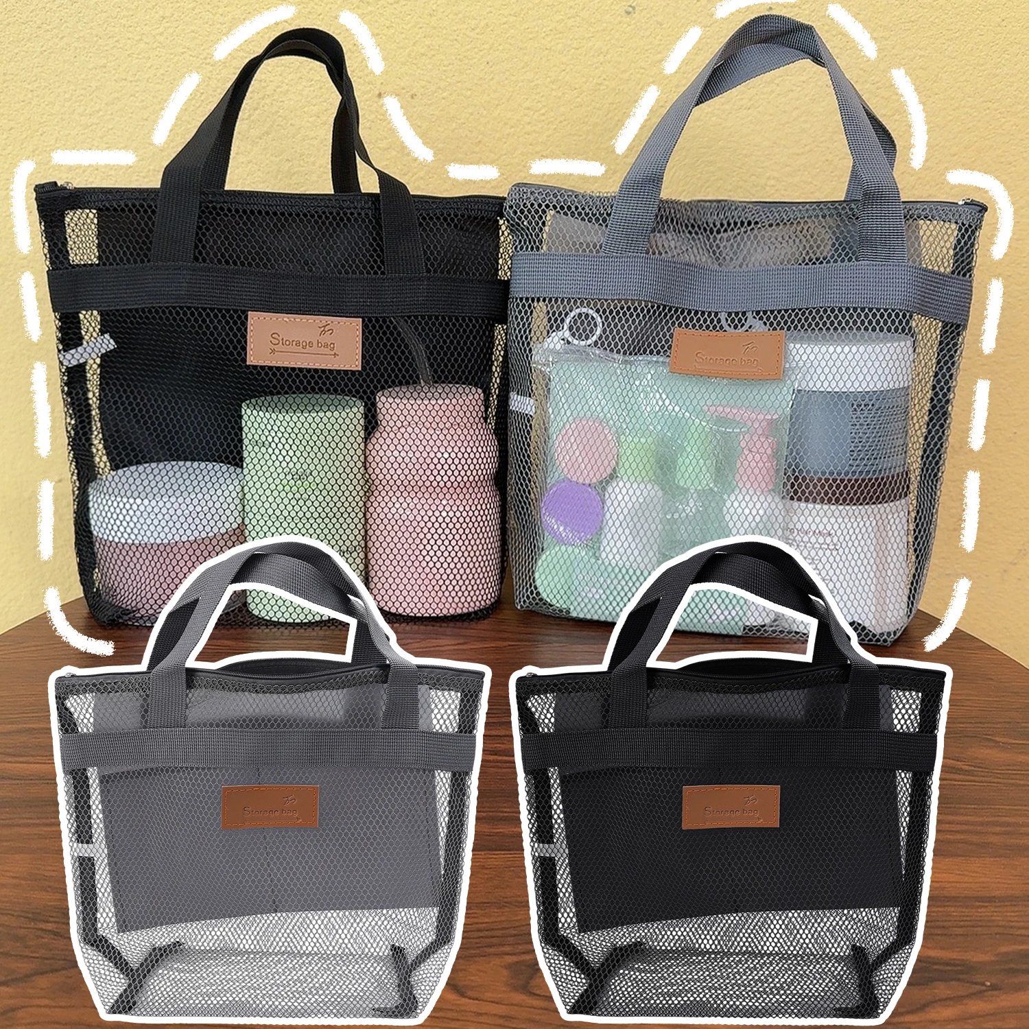 

Сетчатая дорожная сумка для душа, пляжная сумка для туалетных принадлежностей, косметичка, сетчатая сумка, сумки для хранения туалетных принадлежностей для уличного органайзера