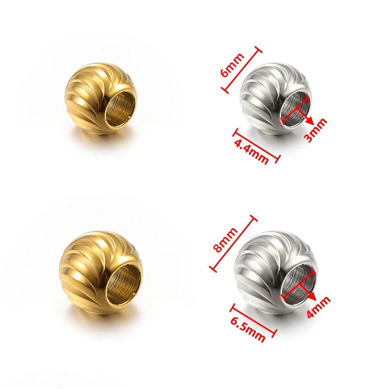 5pcs Gold Stainless Steel Pumpkin Spacer Loose Beads Large Hole Charm Beads for DIY Jewelry Bracelet Necklace Making Accessories