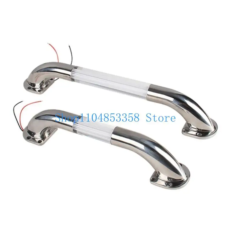 652F RVs Grab Handle,Stainless Steel Automobile Entry Door Assist Handle with Blue LED Light for Campers, Trailer