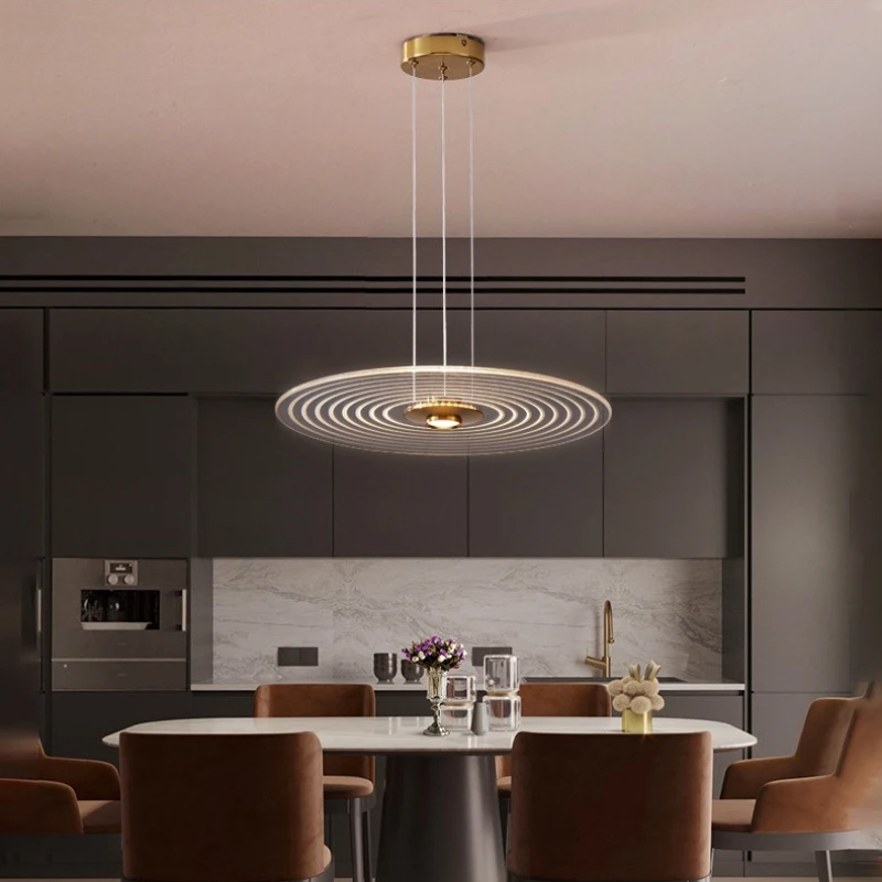 

Nordic Minimalist Designer LED Round Restaurant Pendant Light Creative Light Luxury Bedroom Acrylic Guide Hanging Light Fixture