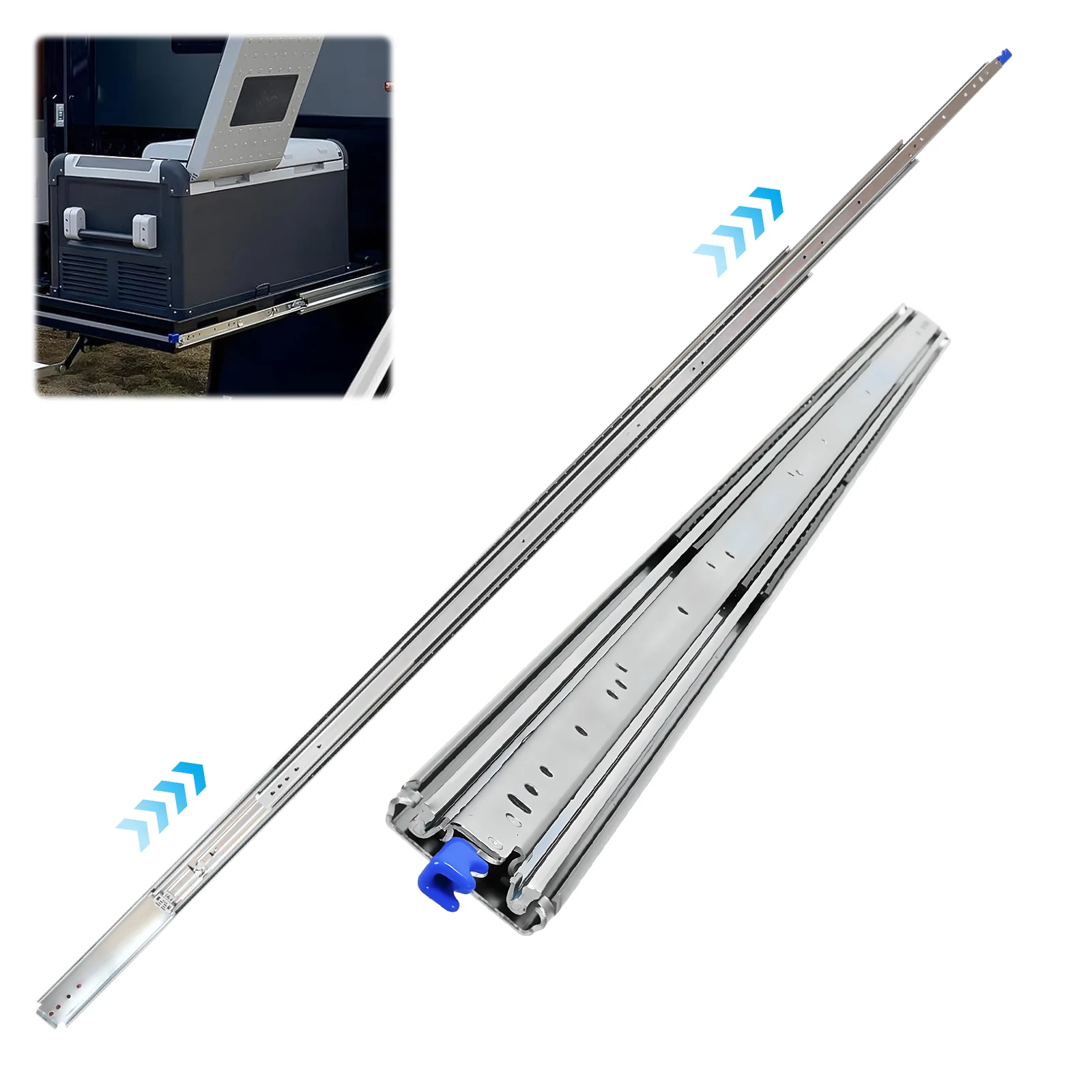 

Heavy Duty Drawer Slides Rust Proof 3-Fold Guide Rail Wear Resist Professional Drawer Runners for RV Truck Mechanical Cabinet