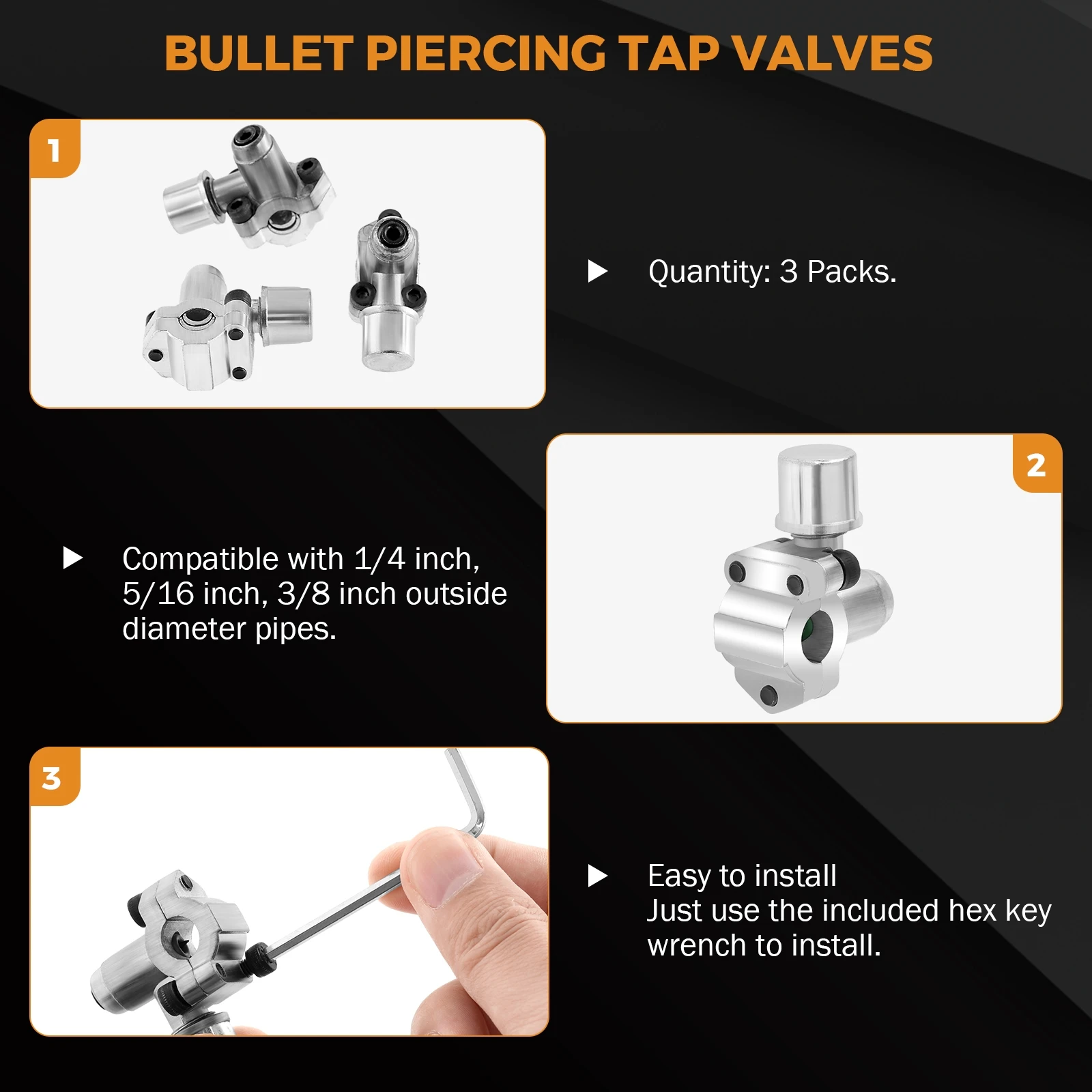 3 Pack BPV31 tubo flessibile refrigerante valvola proiettile Piercing tipo U proiettile Piercing rubinetto valvola Kit tubo refrigerante rubinetto con calibro R134a
