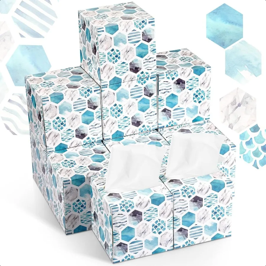 12 pacotes de caixas de cubos de tecidos faciais com 80 folhas por caixa, tecidos faciais macios de 2 camadas, caixa de papel quadrada em massa, toalhas de papel faciais para