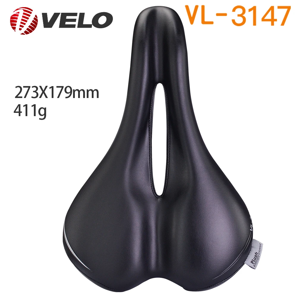 VELO VL-3147 Comfort PU Leather Steel Rail 273x179mm MTB Road Bike Saddle Unisex Bicycle Seat Cushion Cycling Accessories