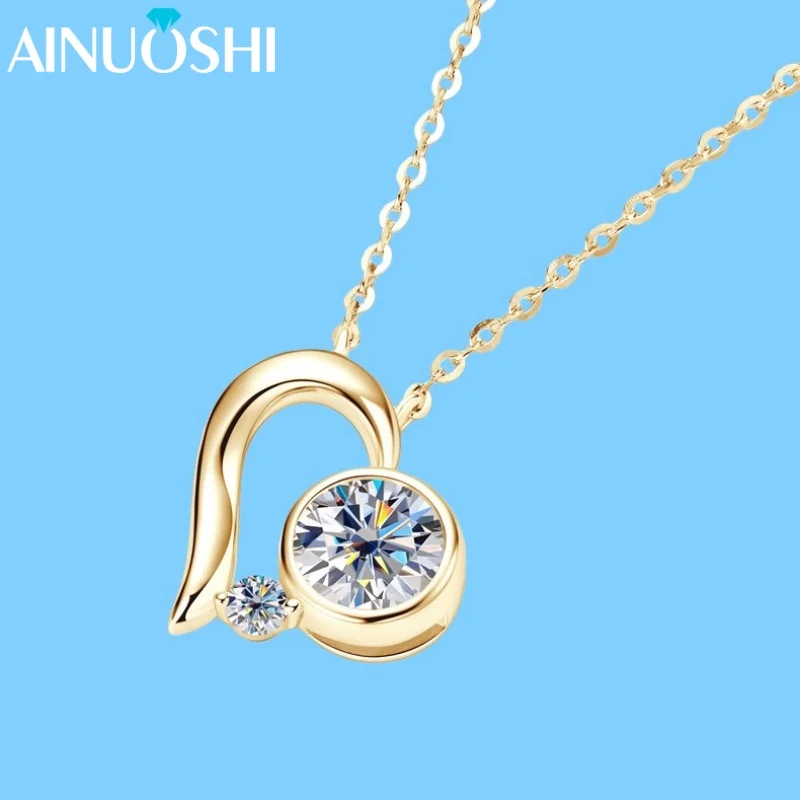

AINUOSHI New D1.06CT Moissanite Necklace for Women S925 Real Sterling Silver Heart Pendant Female Party Wedding Fine Jewelry