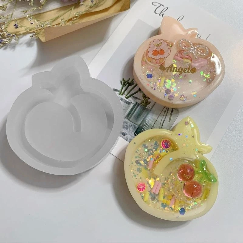 مرنة سيليكون دبوس الشعر قلادة قالب الرمل السائل المفاتيح الملحقات قالب جميل فاكهة الكرز شكل قالب مجوهرات #4