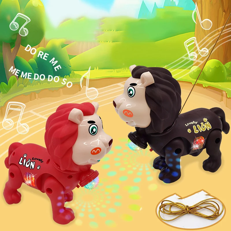 قطعة واحدة من لعبة الأسد اللطيفة الكهربائية الممتعة، لعبة إلكترونية للإضاءة والموسيقى الممتعة للأطفال، لعبة هدية للأطفال
