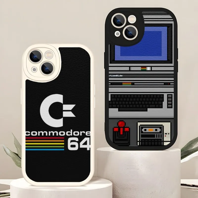 C64 COMMODORE 64 Telefon Fall Leder Für Iphone 14 Pro 11 13 12 Mini X Xr Xs Max 7 8 puls Se 2020 Silikon Zurück Abdeckung