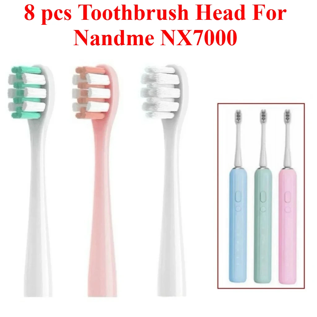 

8 pcs Replacement Toothbrush Head For Nandme NX7000 Sonic Electric Toothbrush Soft DuPont Bristle Tooth Brush Head,