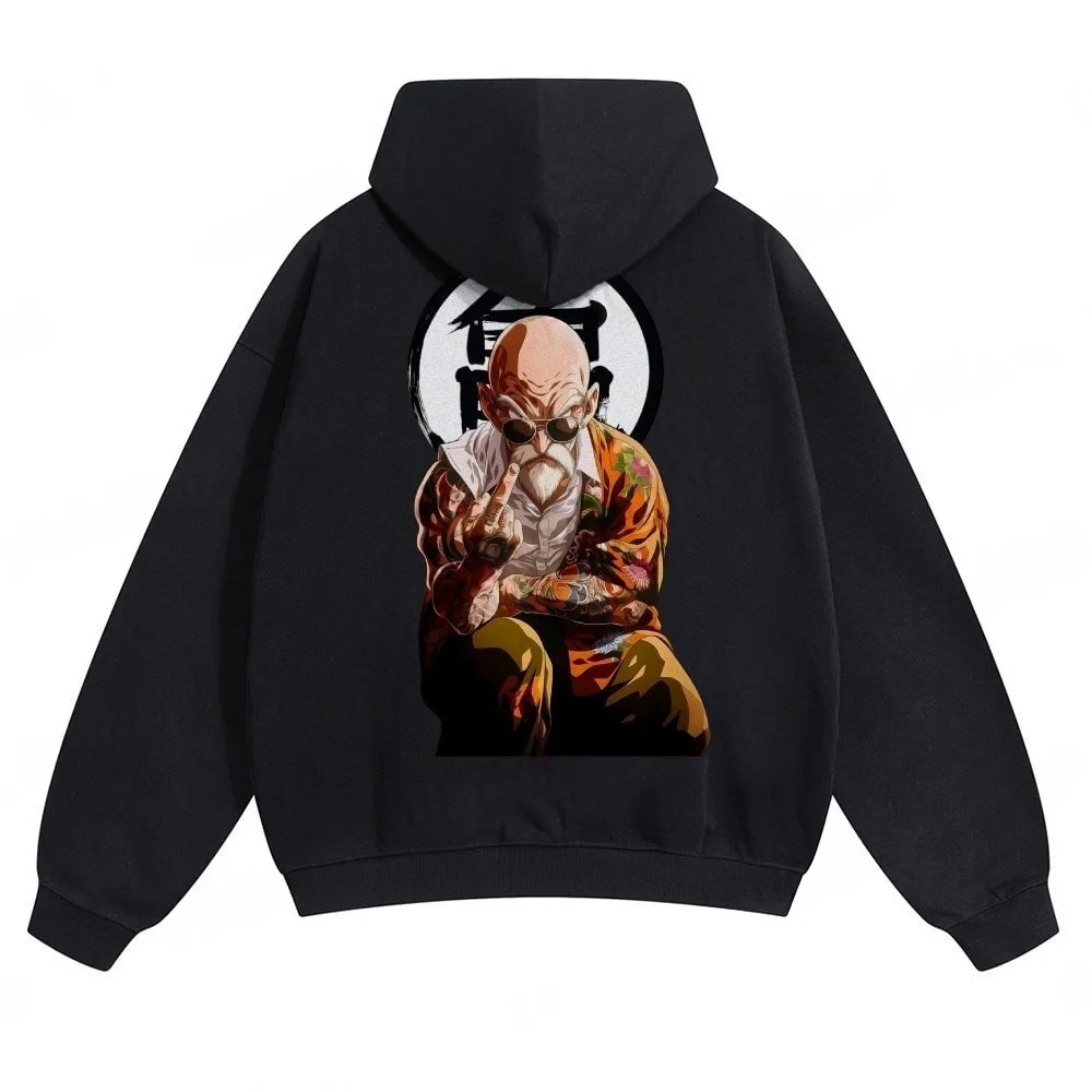 Suéter com capuz masculino Dragon Ball Z Master Roshi Japão Anime primavera e outono roupa infantil de manga comprida para meninos