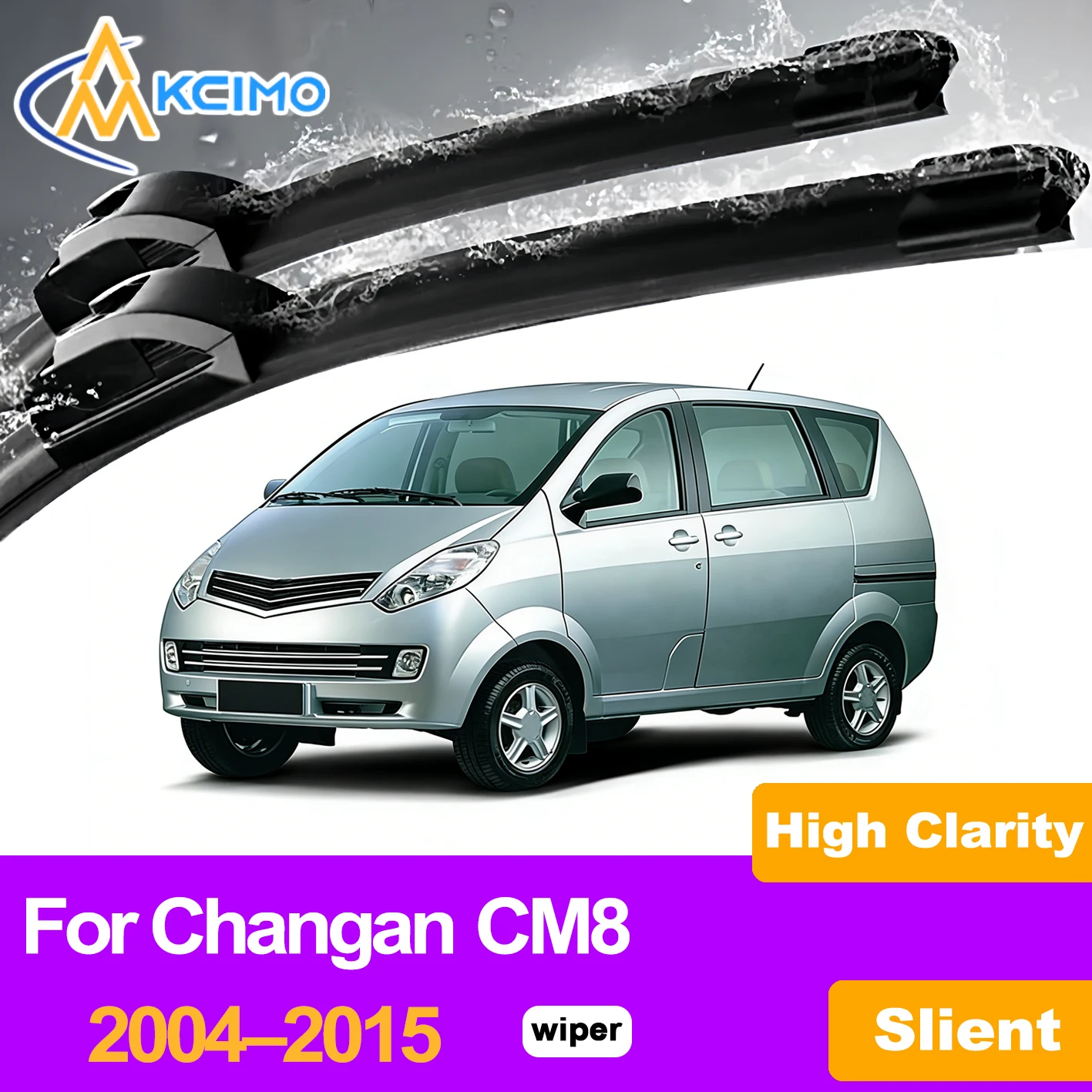 

KCIMO 2PCS Front Windshield Wiper Blades For Changan CM8 2004–2015, All Season Premium Quality Streak Free Performance