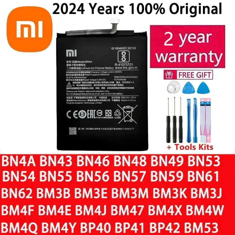 

Battery for Xiaomi Mi Redmi Note,Pocophone F1,F2,K20,F3,X3,K30,4,4X,K40,5,6,7,7A,8,8T,9,9A,9S,9T, 10, 10X, 10S, 10T, 11 Pro Lite