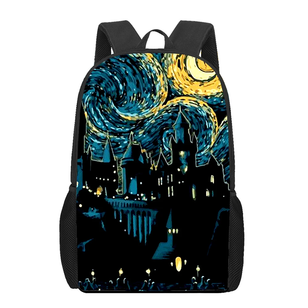 Mochila escolar con estampado 3D de Pintura Artística de Van Gogh para niños, niñas, adolescentes, bolsa de libros para niños, bolso de hombro informal, mochila de gran capacidad